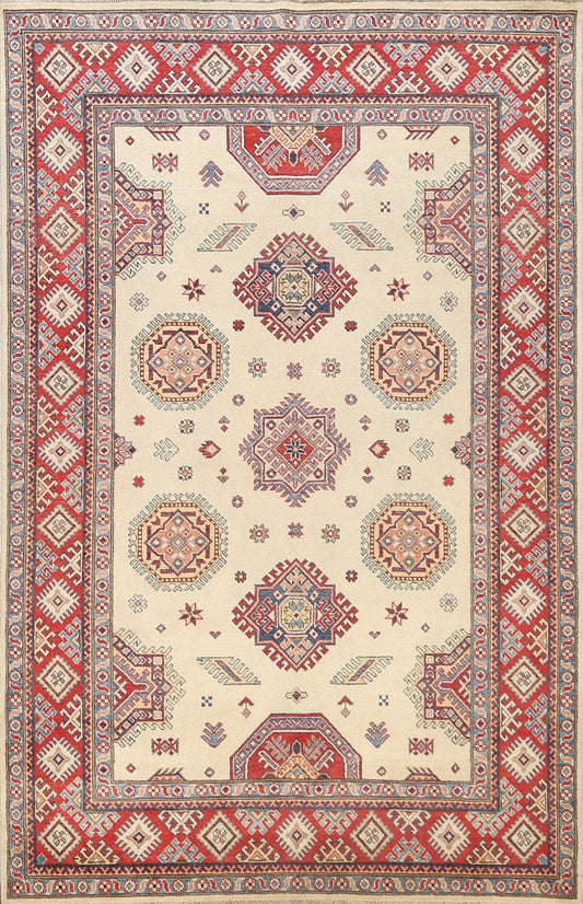 100% Vegetable Dye Super Kazak Oriental Area Rug 6x9