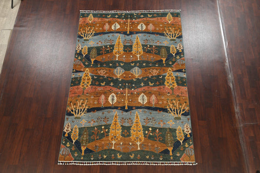 100% Vegetable Dye Super Pictorial Kazak Oriental Area Rug 6x9