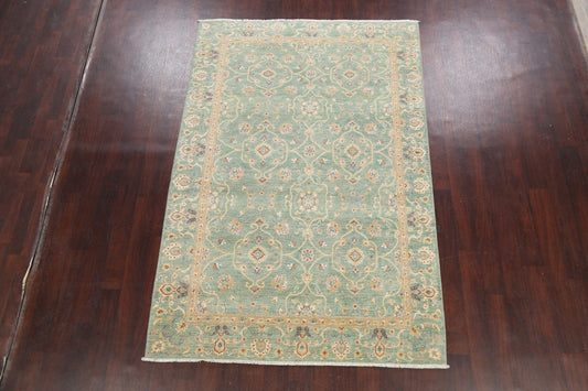 Muted Green Floral Oushak Chobi Oriental Area Rug 6x8