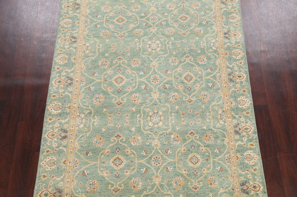 Muted Green Floral Oushak Chobi Oriental Area Rug 6x8