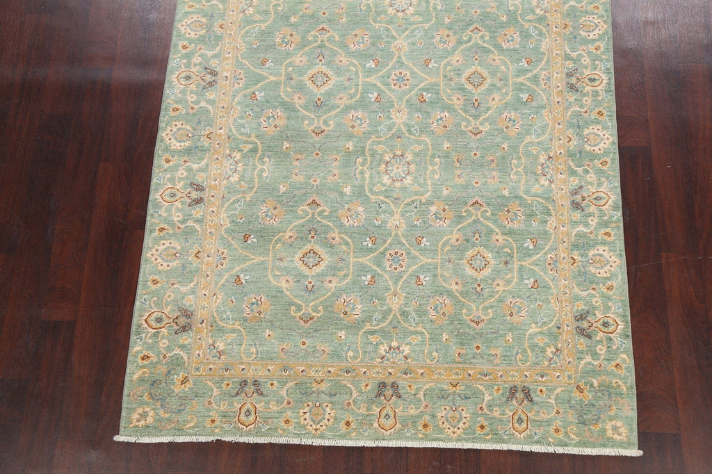 Muted Green Floral Oushak Chobi Oriental Area Rug 6x8