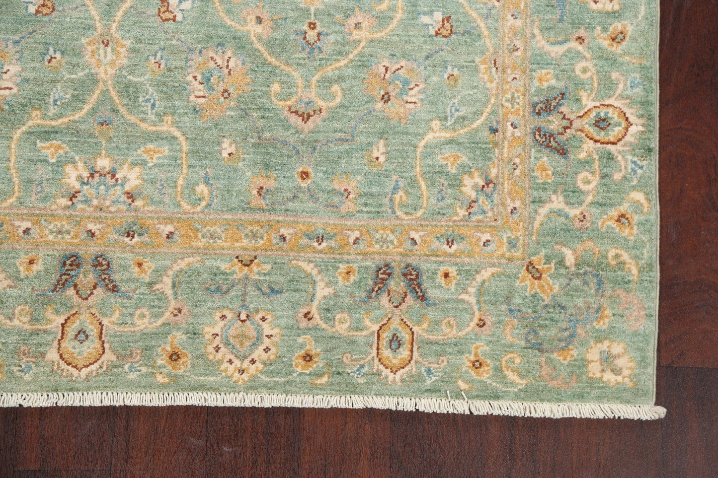 Muted Green Floral Oushak Chobi Oriental Area Rug 6x8