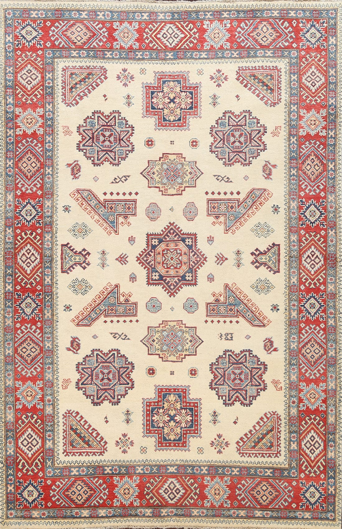 100% Vegetable Dye Super Kazak Oriental Area Rug 6x9