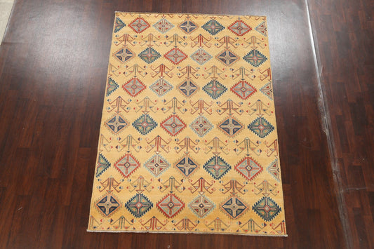 100% Vegetable Dye Super Kazak Oriental Area Rug 6x9