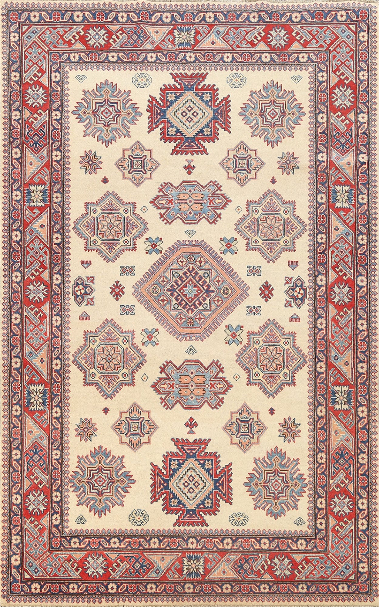 100% Vegetable Dye Super Kazak Oriental Area Rug 6x10