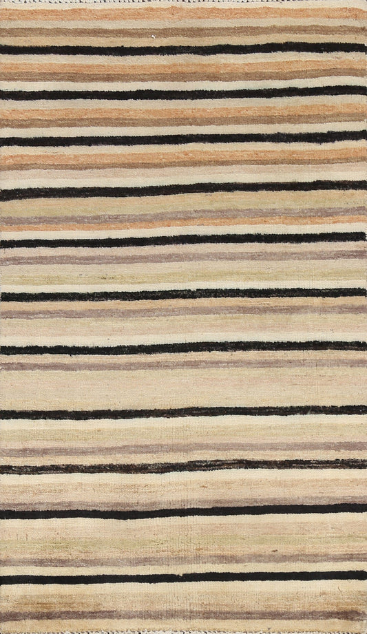 Contemporary Stripe Gabbeh Kashkoli Oriental Area Rug 3x4