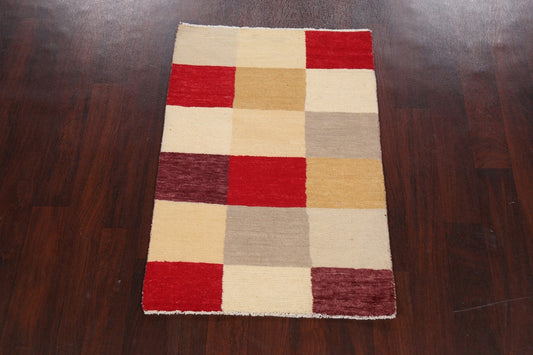 Checkered Contemporary Gabbeh Kashkoli Oriental Area Rug 3x4