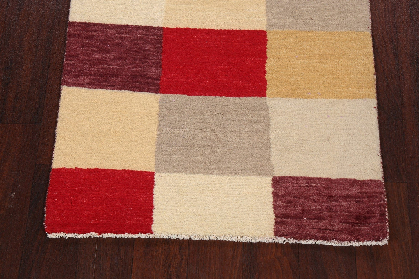 Checkered Contemporary Gabbeh Kashkoli Oriental Area Rug 3x4