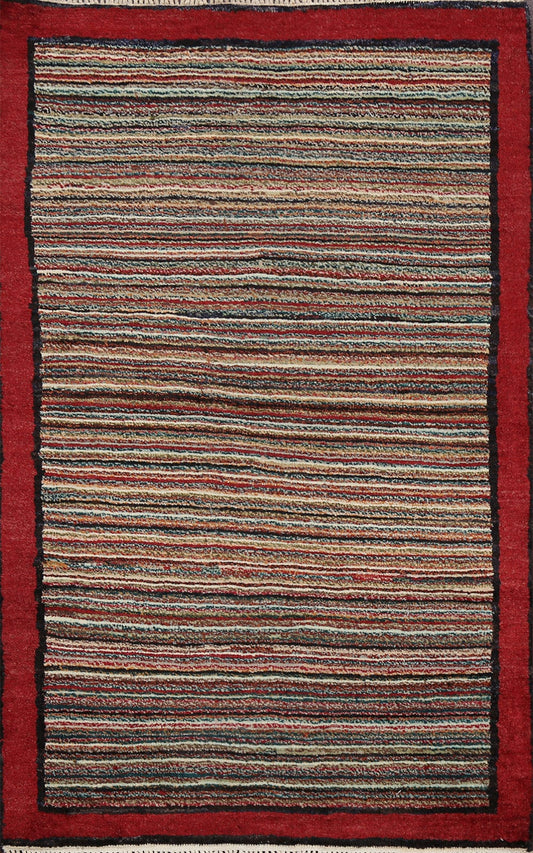 Contemporary Gabbeh Kashkoli Oriental Area Rug 3x4