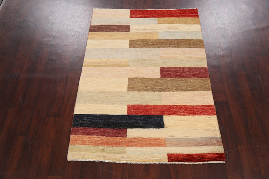 Modern Gabbeh Kashkoli Oriental Area Rug 4x6