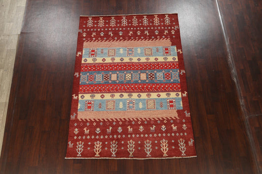 100% Vegetable Dye Super Kazak Oriental Area Rug 6x8