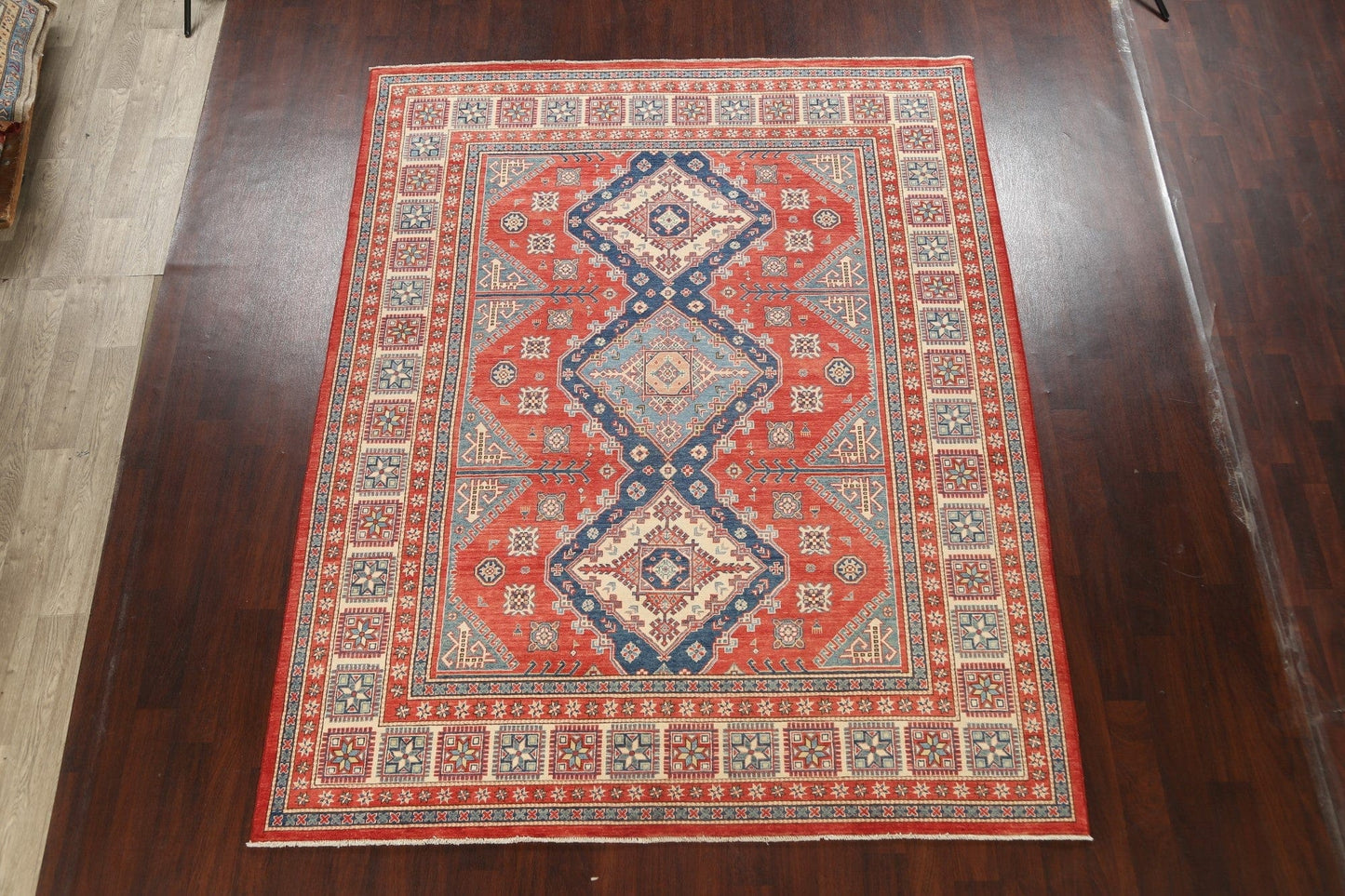 100% Vegetable Dye Super Kazak Oriental Area Rug 8x10