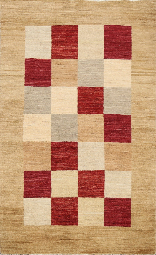 Contemporary Gabbeh Kashkoli Oriental Area Rug 4x6