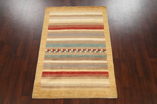 Contemporary Stripe Gabbeh Kashkoli Oriental Area Rug 4x6