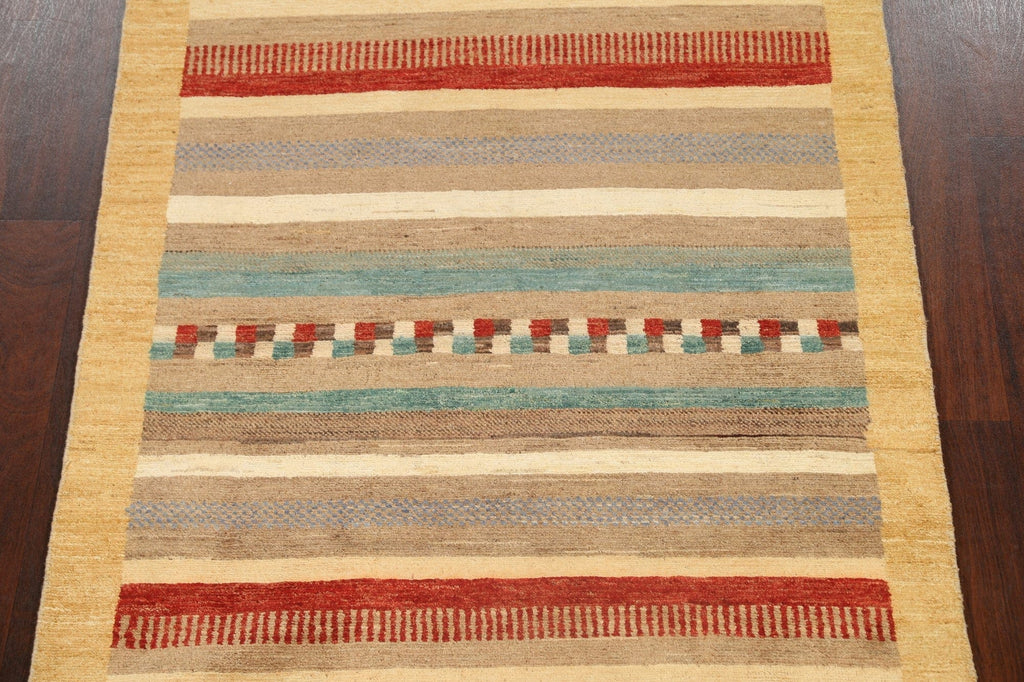 Contemporary Stripe Gabbeh Kashkoli Oriental Area Rug 4x6