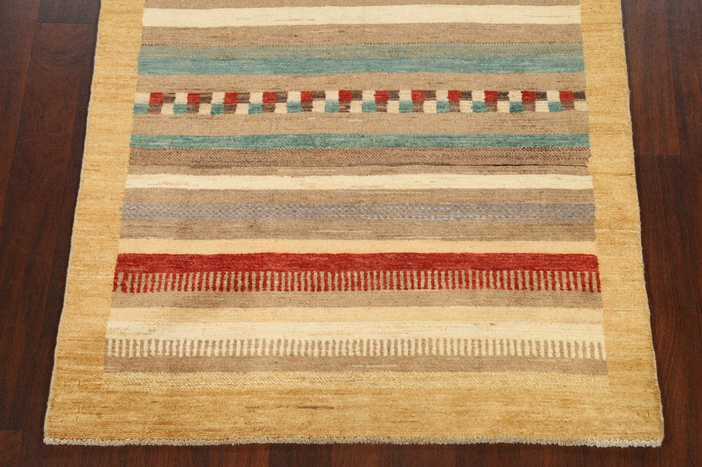 Contemporary Stripe Gabbeh Kashkoli Oriental Area Rug 4x6