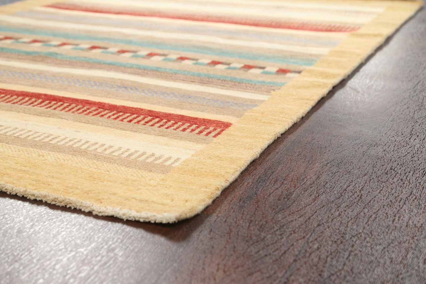 Contemporary Stripe Gabbeh Kashkoli Oriental Area Rug 4x6