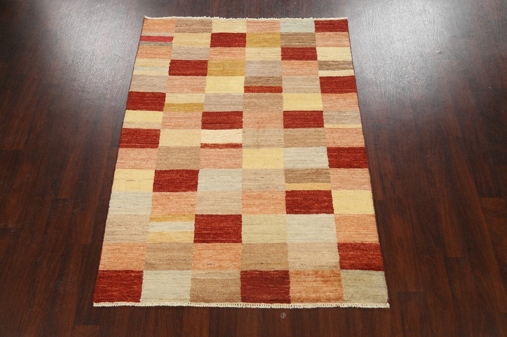 Checkered Modern Gabbeh Kashkoli Oriental Area Rug 5x6