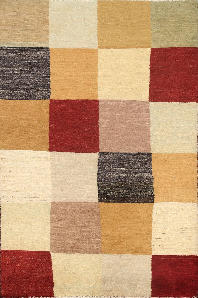 Checkered Modern Gabbeh Kashkoli Oriental Area Rug 3x4