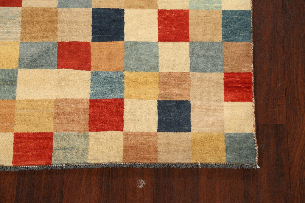 Modern Checkered Gabbeh Kashkoli Oriental Area Rug 3x5