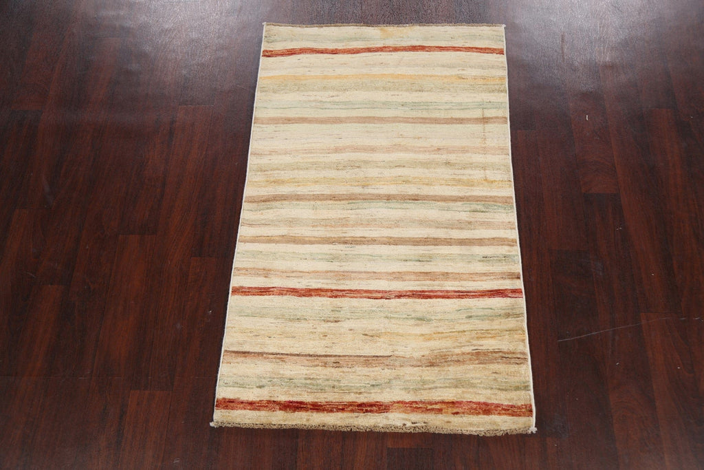 Contemporary Stripe Gabbeh Kashkoli Oriental Area Rug 3x5