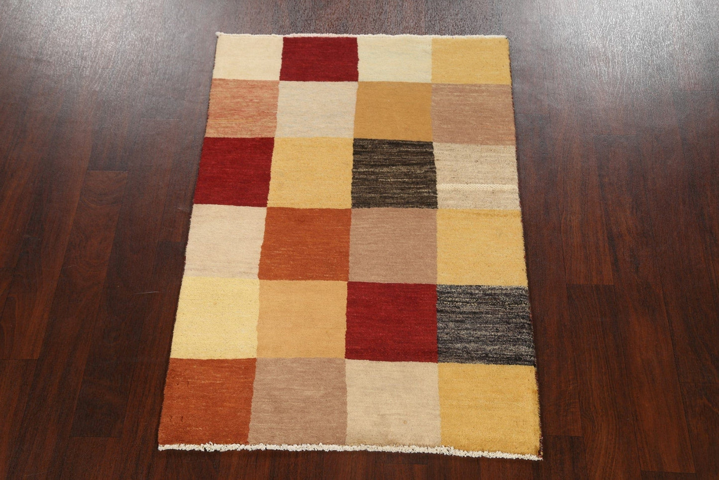 Modern Checkered Gabbeh Kashkoli Oriental Area Rug 3x4