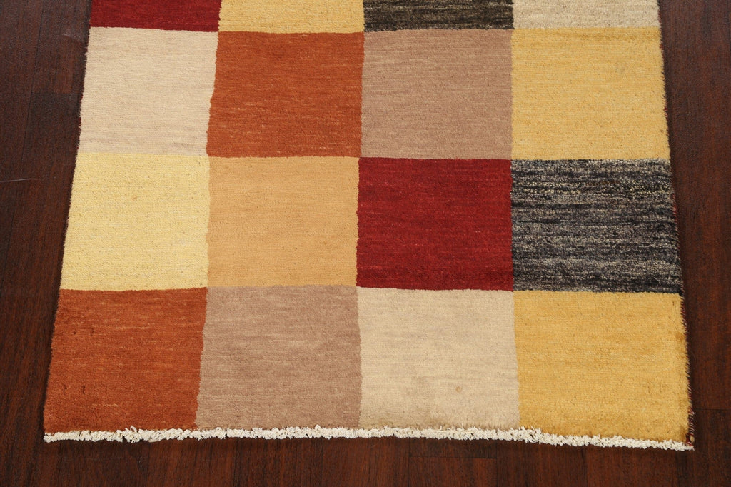 Modern Checkered Gabbeh Kashkoli Oriental Area Rug 3x4