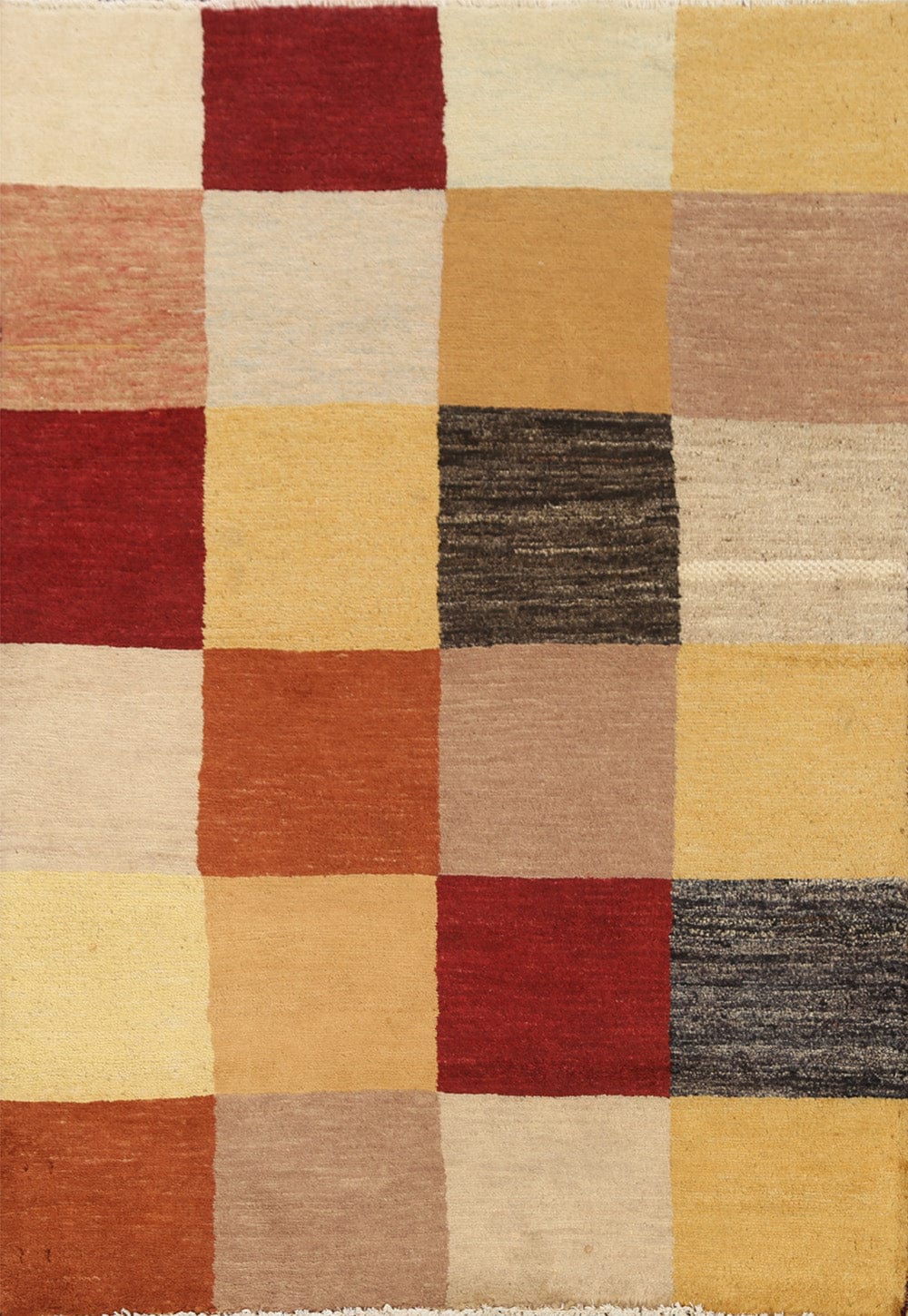 Modern Checkered Gabbeh Kashkoli Oriental Area Rug 3x4