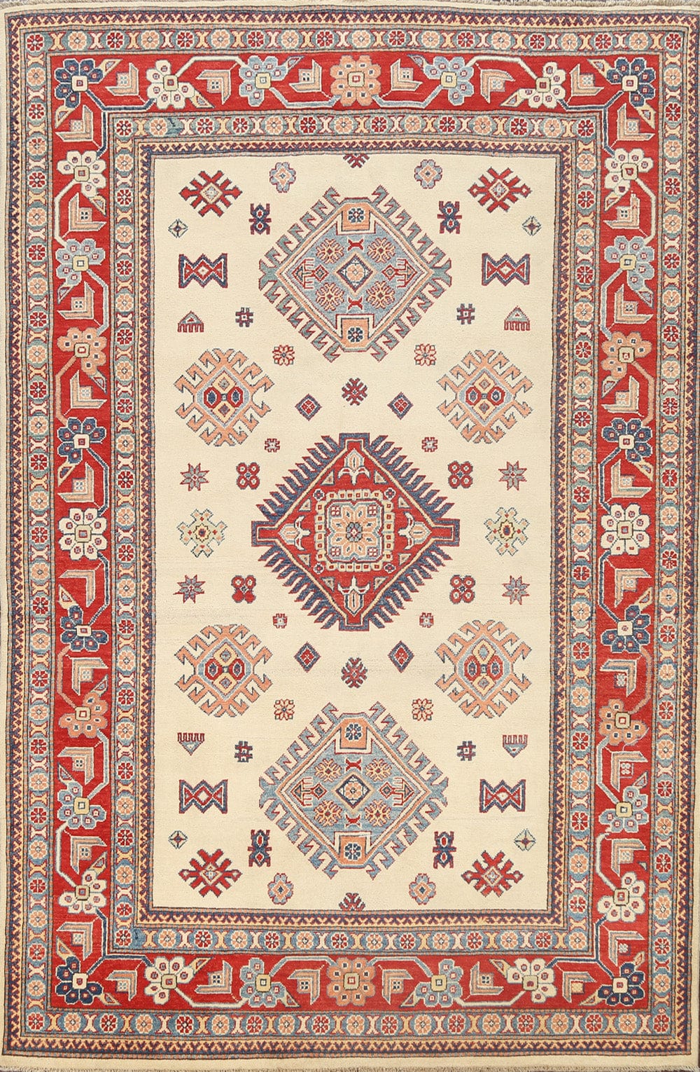 100% Vegetable Dye Super Kazak Oriental Area Rug 6x9