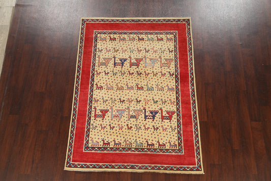 100% Vegetable Dye Super Kazak Oriental Area Rug 5x7