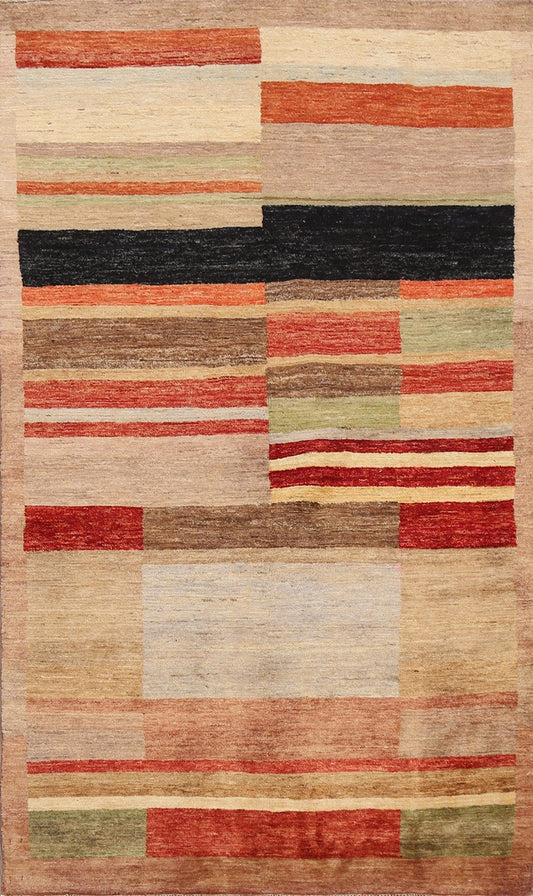 Contemporary Gabbeh Kashkoli Oriental Area Rug 4x7