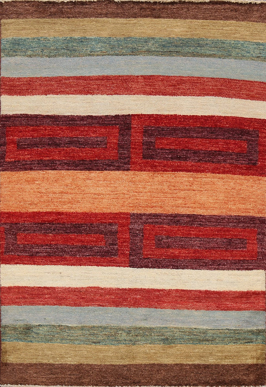 Contemporary Gabbeh Kashkoli Oriental Area Rug 4x6