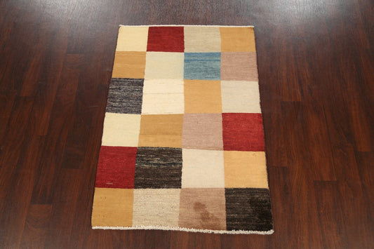 Checkered Modern Gabbeh Kashkoli Oriental Area Rug 3x4