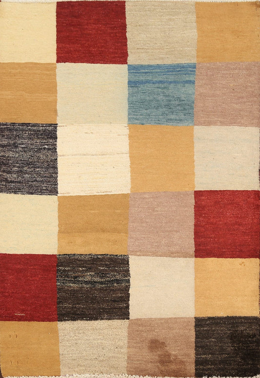 Checkered Modern Gabbeh Kashkoli Oriental Area Rug 3x4