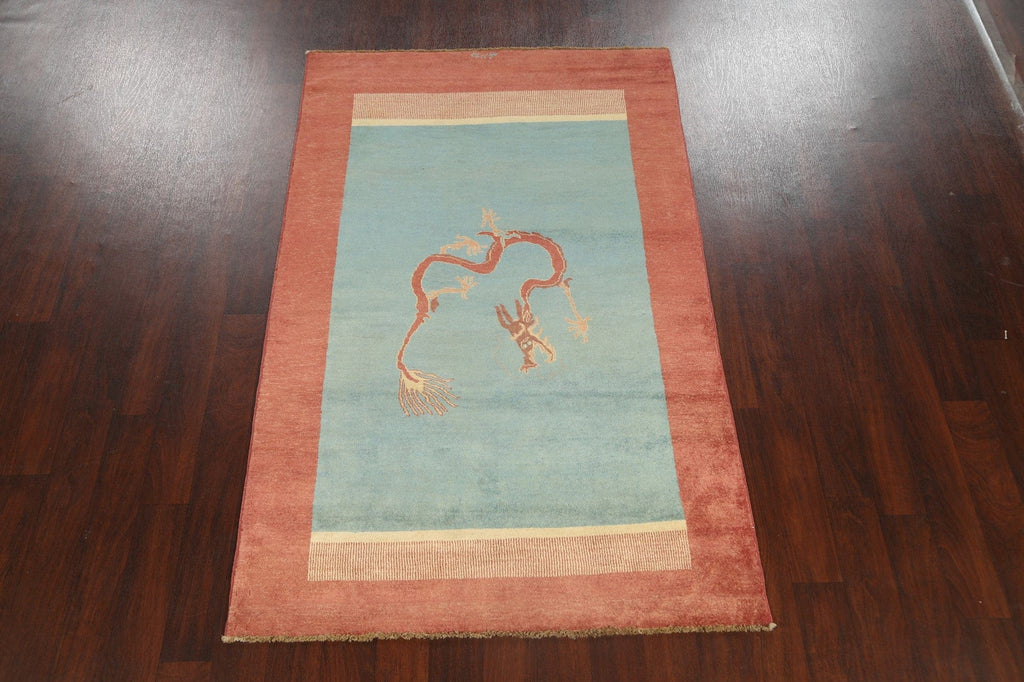 Animal Pictorial Gabbeh Kashkoli Oriental Area Rug 4x7