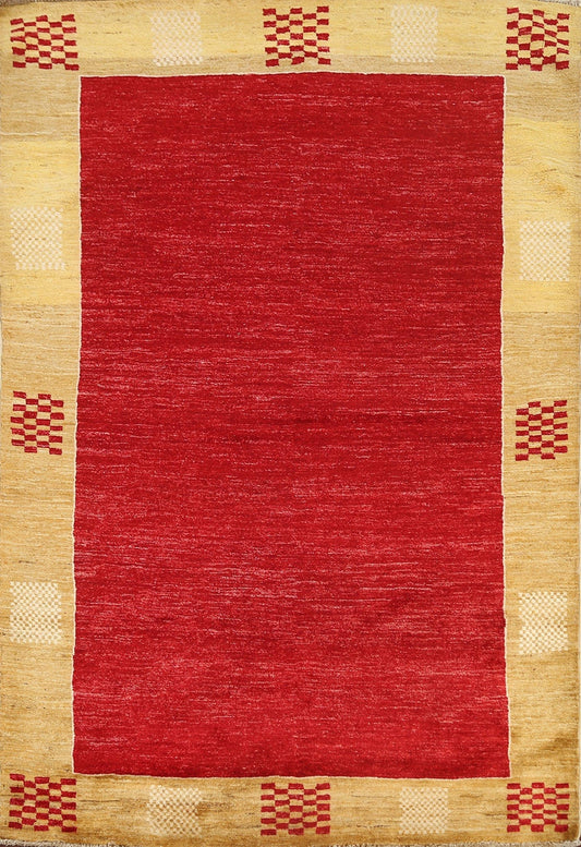 Contemporary Gabbeh Kashkoli Oriental Area Rug 4x6