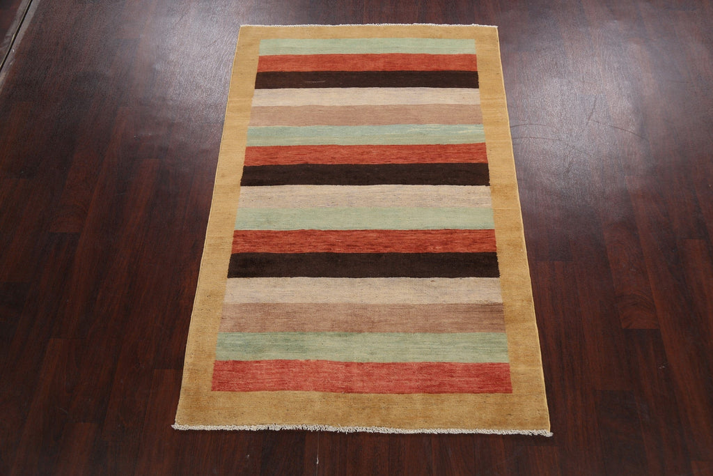 Stripe Contemporary Gabbeh Kashkoli Oriental Area Rug 4x6