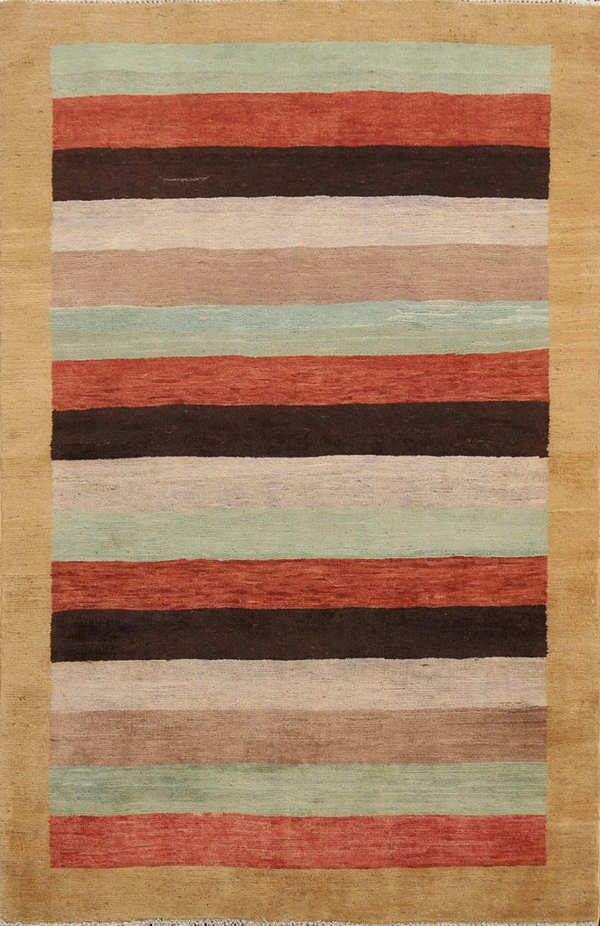 Stripe Contemporary Gabbeh Kashkoli Oriental Area Rug 4x6