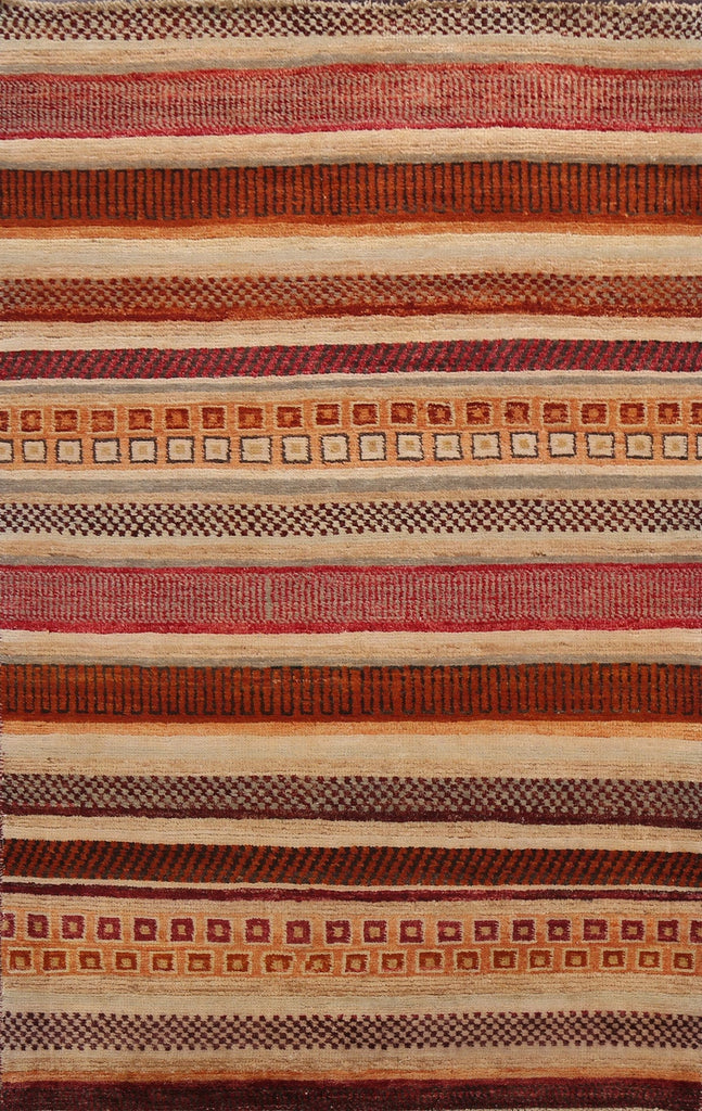 Stripe Modern Gabbeh Kashkoli Oriental Area Rug 4x6