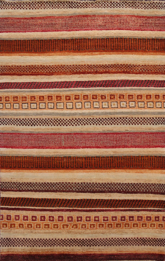 Stripe Modern Gabbeh Kashkoli Oriental Area Rug 4x6