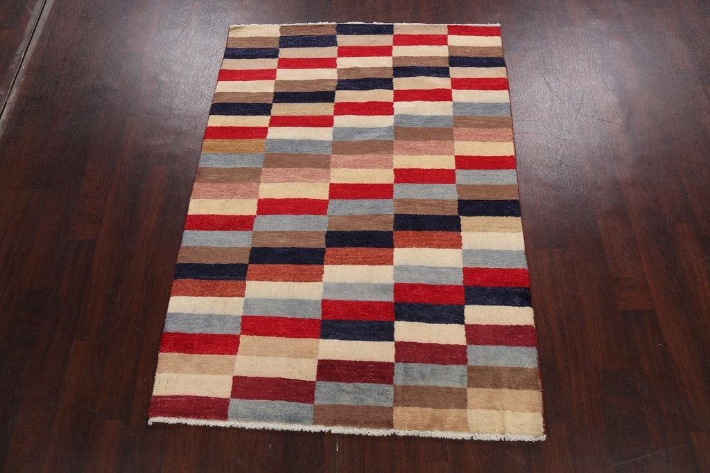 Contemporary Gabbeh Kashkoli Oriental Area Rug 4x6