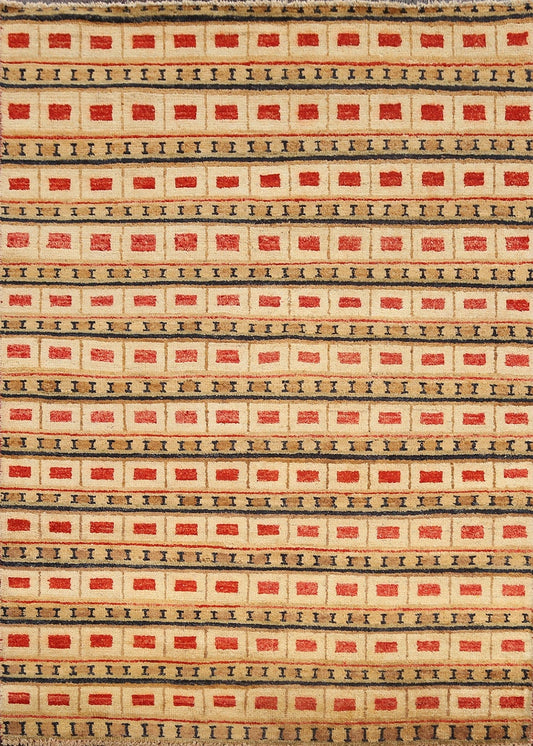 Contemporary Gabbeh Kashkoli Oriental Area Rug 4x6