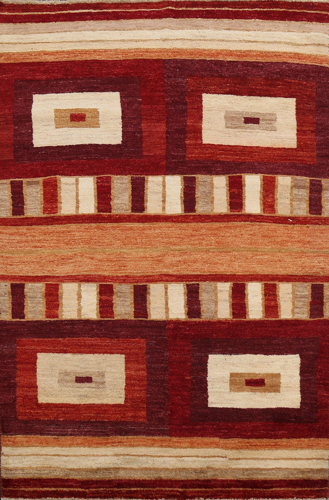 Contemporary Gabbeh Kashkoli Oriental Area Rug 5x6