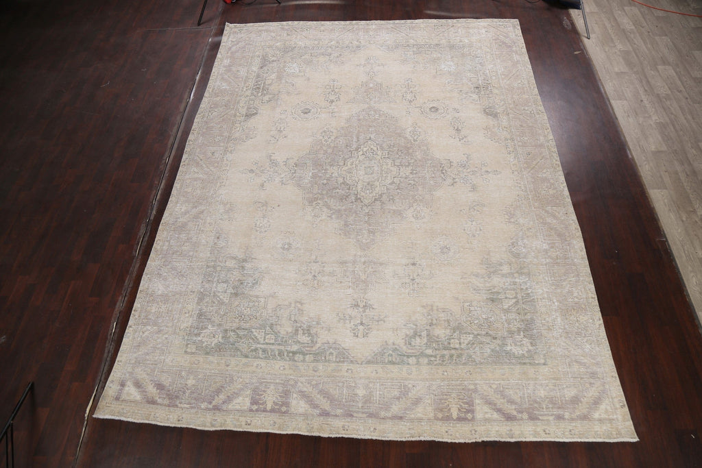 Muted Distressed Tabriz Persian Area Rug 10x13