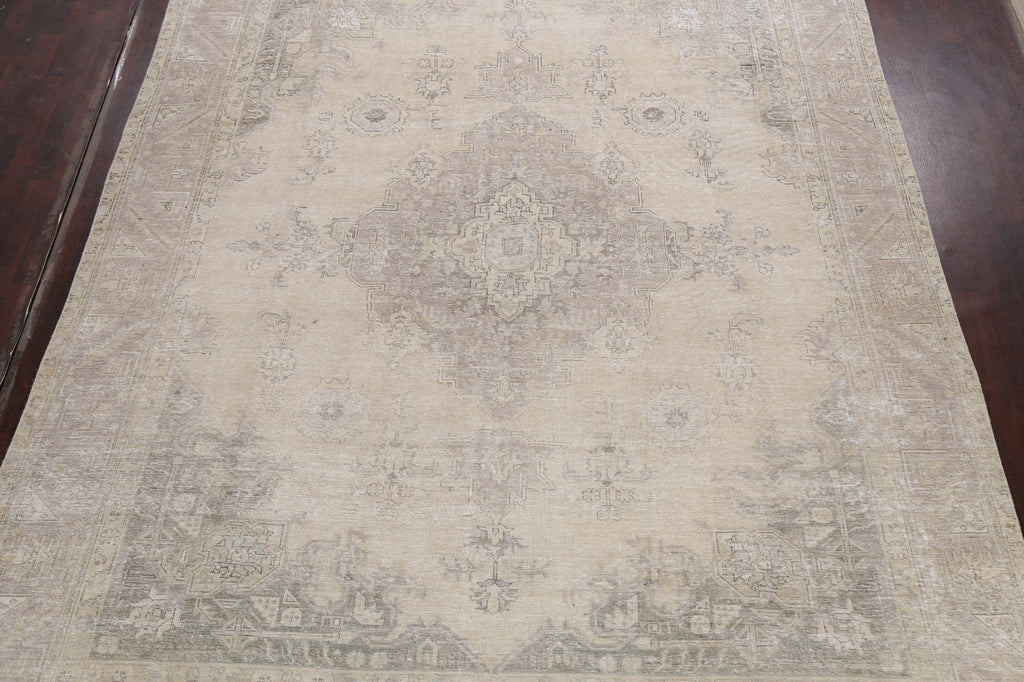 Muted Distressed Tabriz Persian Area Rug 10x13