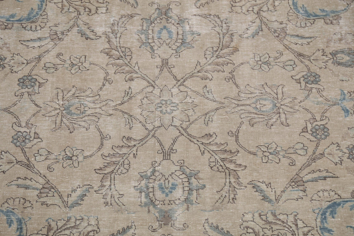 Muted Distressed Floral Tabriz Persian Area Rug 10x11