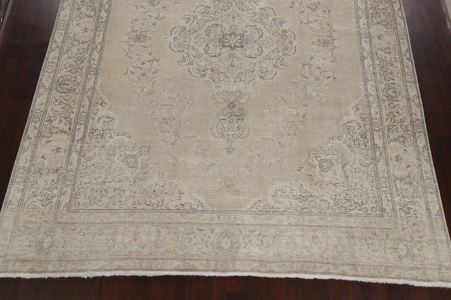 Muted Distressed Floral Tabriz Persian Area Rug 10x12