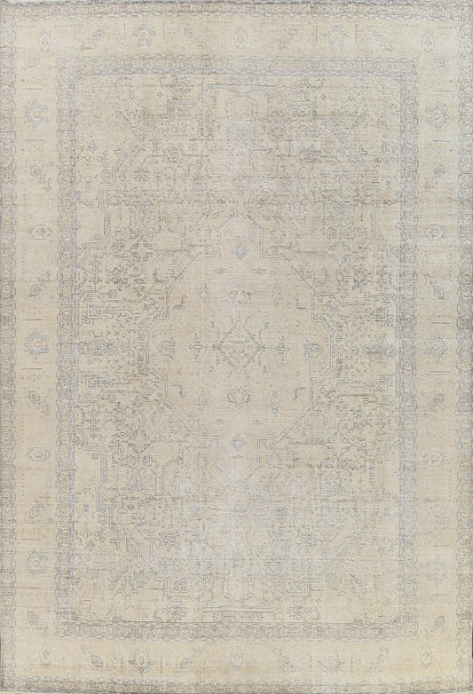 Muted Distressed Tabriz Persian Area Rug 10x13