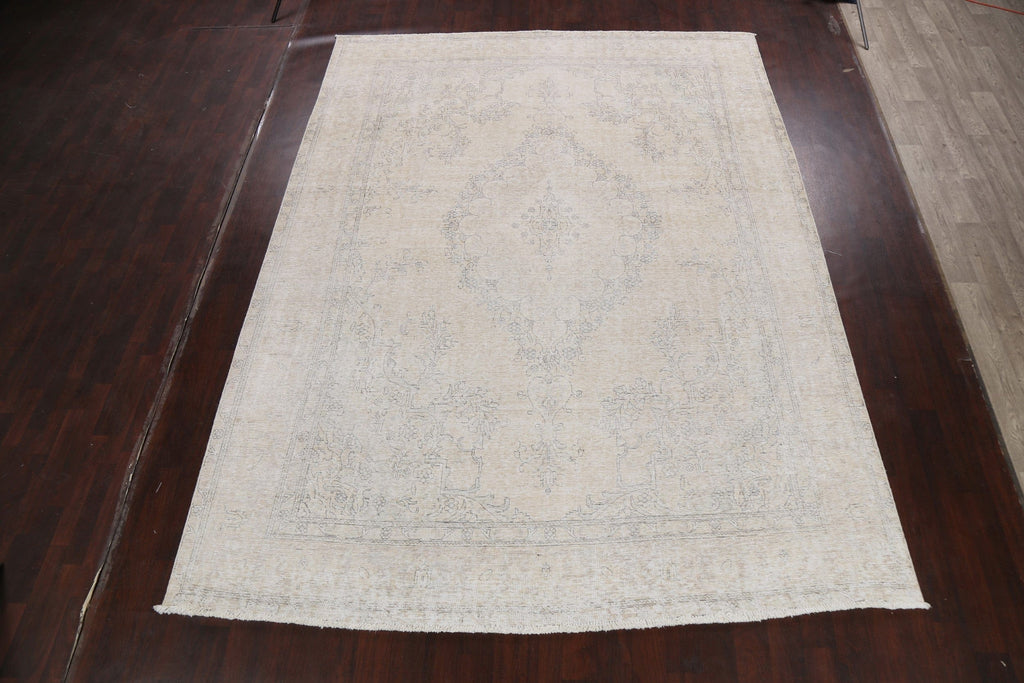 Muted Distressed Tabriz Persian Area Rug 9x12