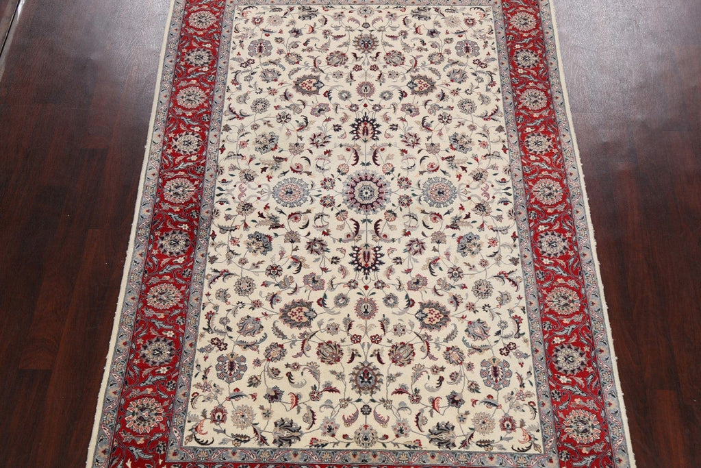 Vegetable Dye Floral Kashan Oriental Area Rug 6x9